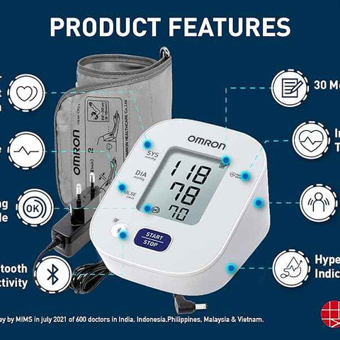 OMRON Digital Bluetooth Blood Pressure Monitor with Cuff Wrapping Guide & Intellisense Technology - HEM 7143T1A