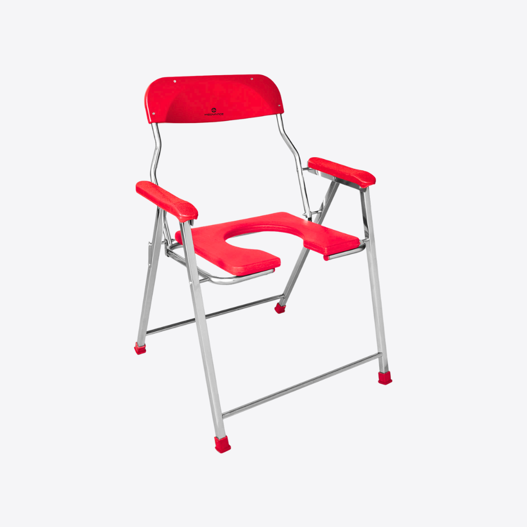 Medvance Folding Commode Chair, Stainless Steel, 135kg - Surgismart