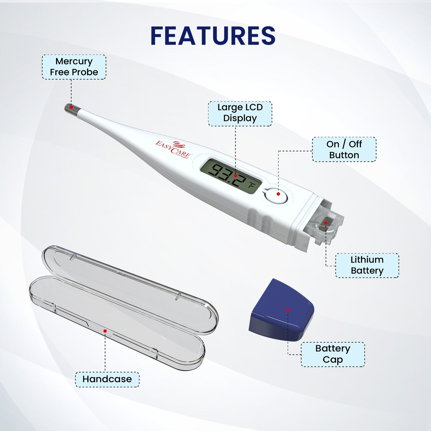 EASYCARE (EC5080) Rigid Digital Thermometer for Kids & Adults - Surgismart