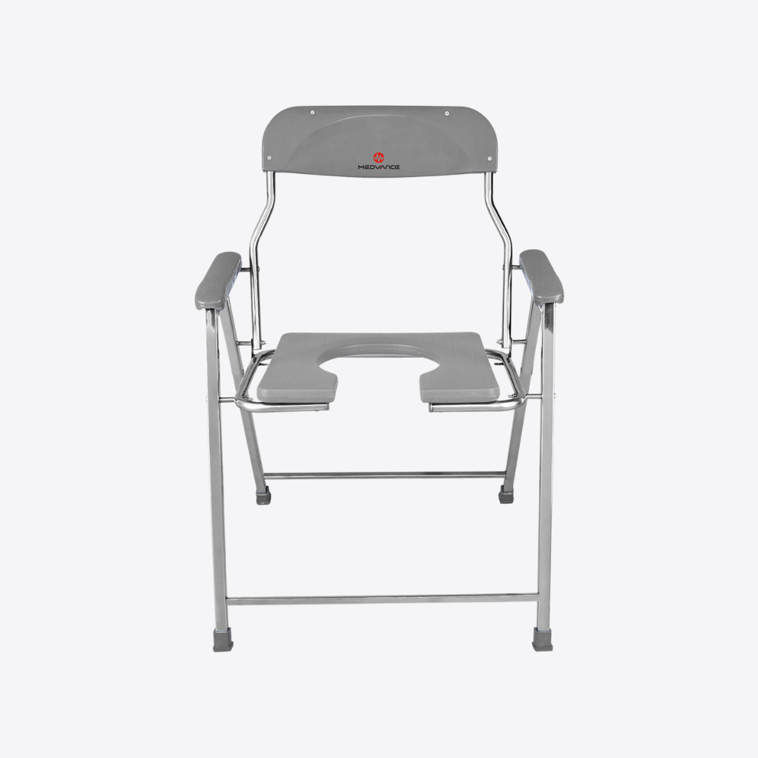Medvance Folding Commode Chair, Stainless Steel, 135kg - Surgismart