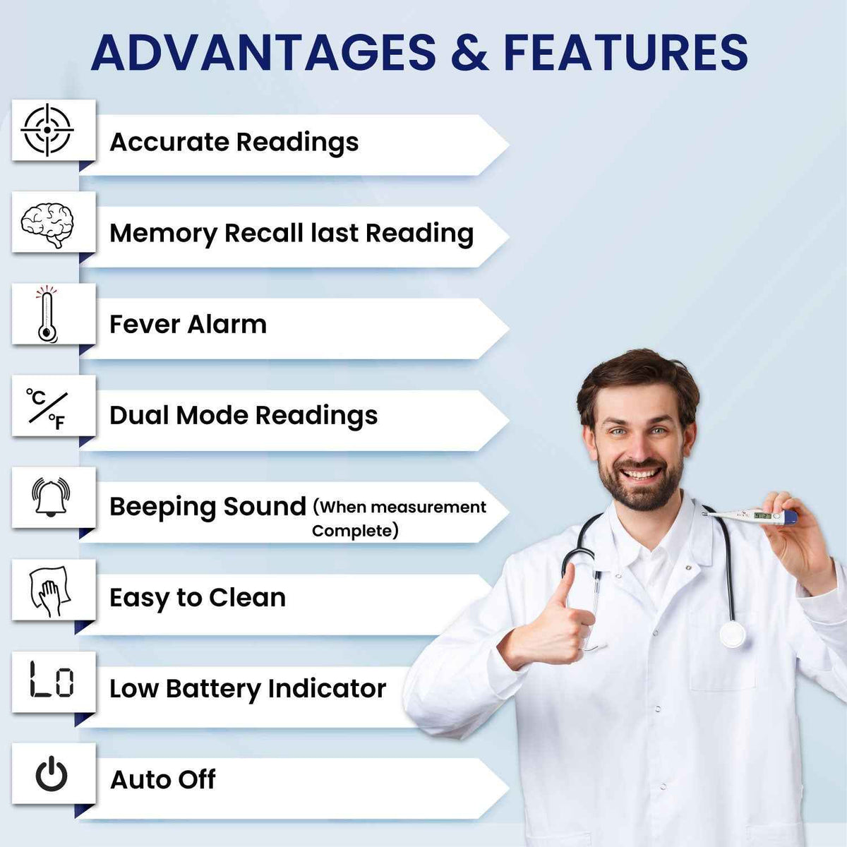 EASYCARE (EC5080) Rigid Digital Thermometer for Kids & Adults