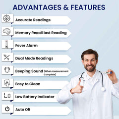 EASYCARE (EC5080) Rigid Digital Thermometer for Kids & Adults