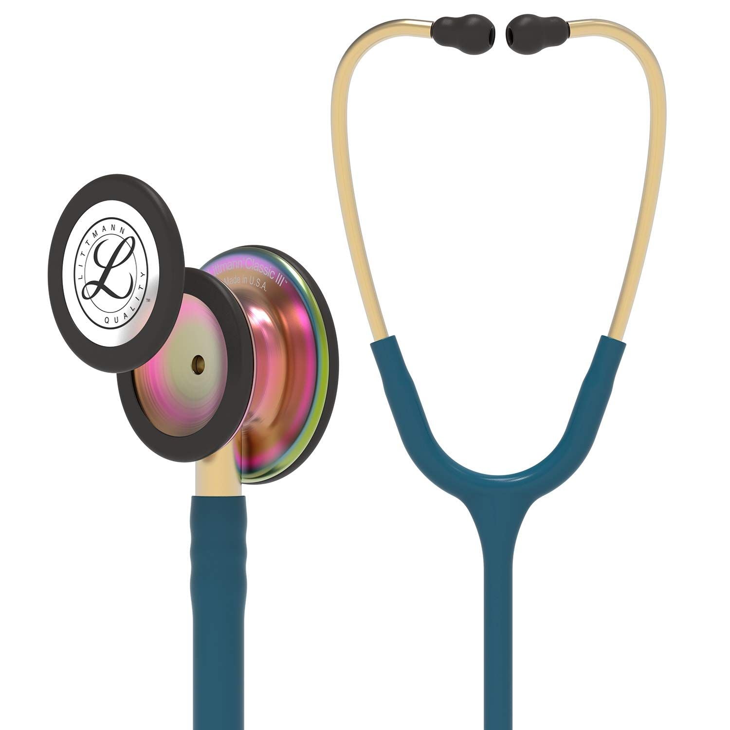 3M™ Littmann® Classic III™ Monitoring Stethoscope, Rainbow-Finish, Caribbean Blue Tube, 27 in, 5807 - Surgismart