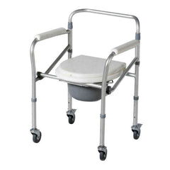 Uphealthy Height Adjustable Aluminium Commode Chair with Wheel
