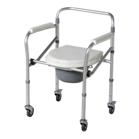 Uphealthy Height Adjustable Aluminium Commode Chair with Wheel