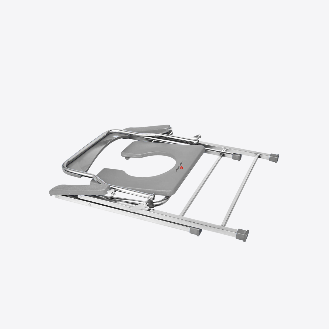 Medvance Folding Commode Chair, Stainless Steel, 135kg - Surgismart
