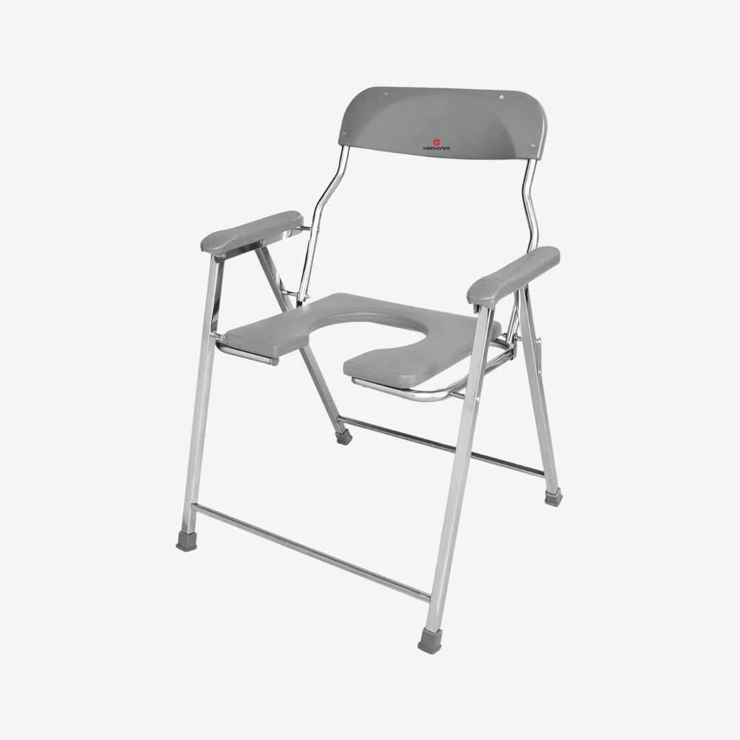 Medvance Folding Commode Chair, Stainless Steel, 135kg - Surgismart