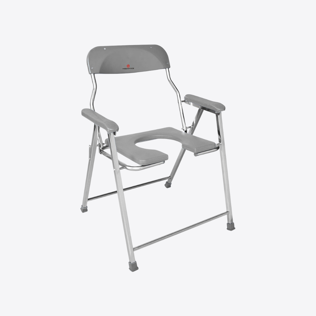 Medvance Folding Commode Chair, Stainless Steel, 135kg - Surgismart