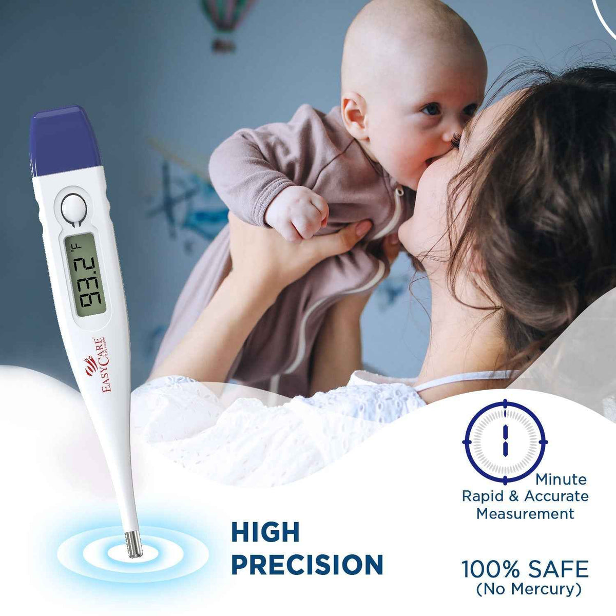 EASYCARE (EC5080) Rigid Digital Thermometer for Kids & Adults