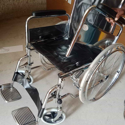 Uphealthy Chrome Plated Arm & Footrest Removable Wheelchair