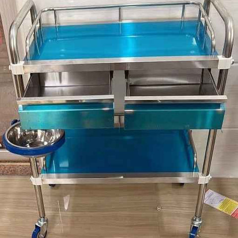 Uphealthy Instrument Trolley Full S.S with 2 Drawer -201G