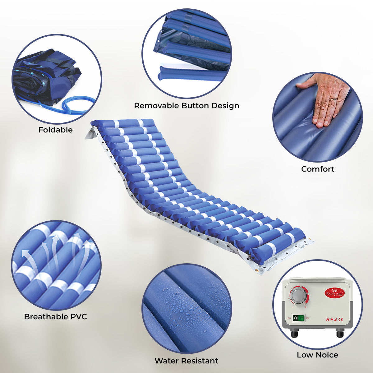 EASYCARE EC6012 Anti Decubitus Air Bed Mattress with Air Pump Tubular Type - Surgismart