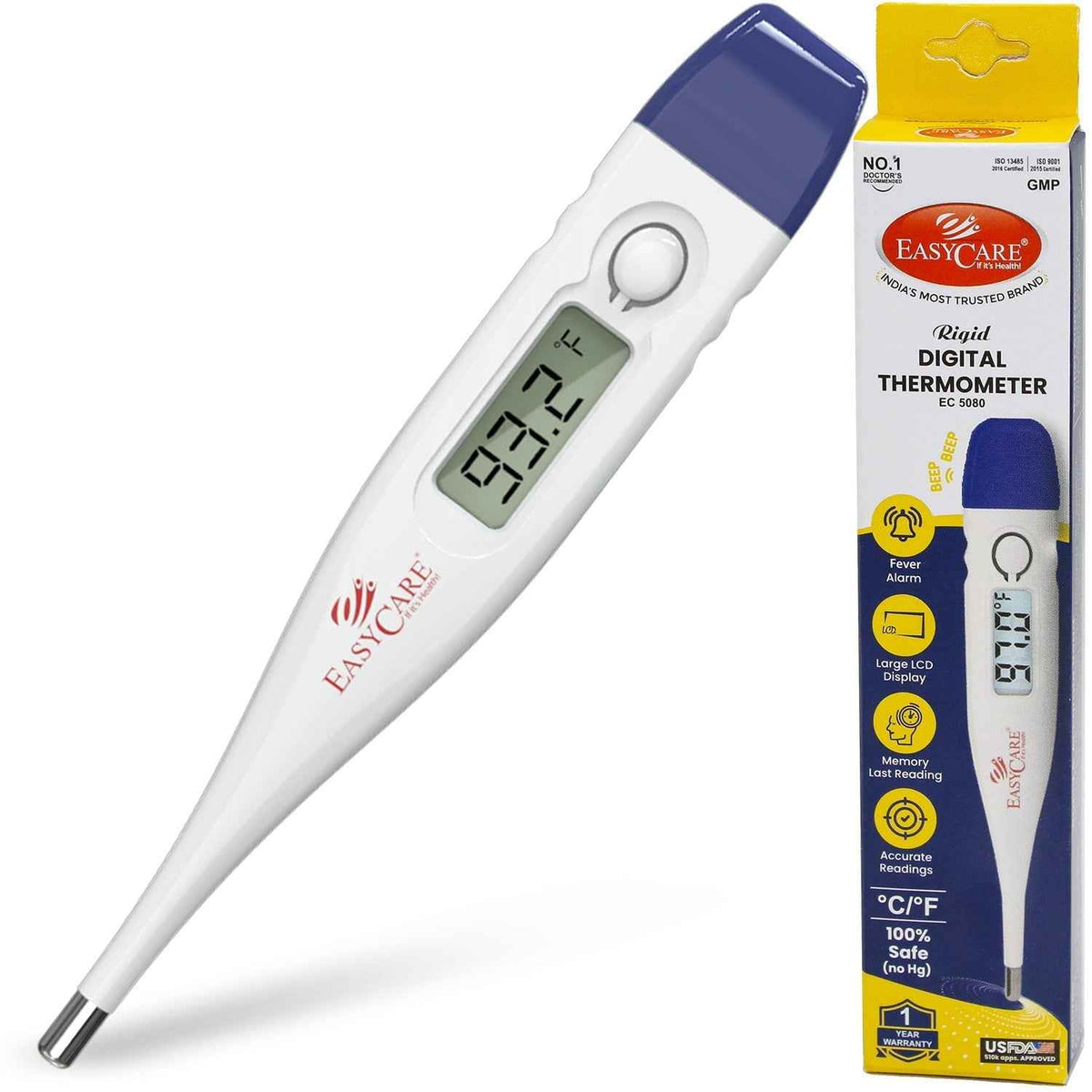 EASYCARE (EC5080) Rigid Digital Thermometer for Kids & Adults
