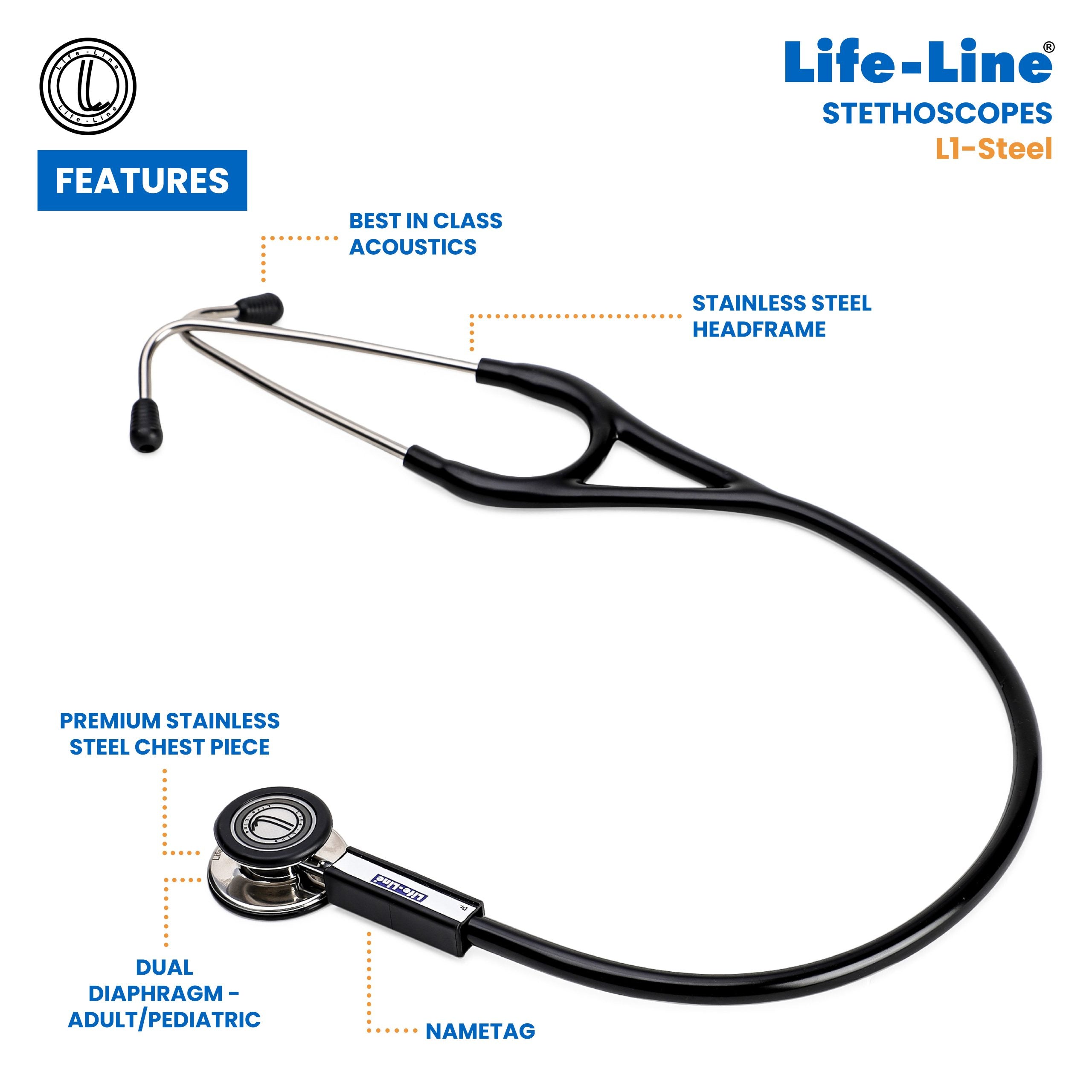 Lifeline Stethoscope L1-Steel - Surgismart