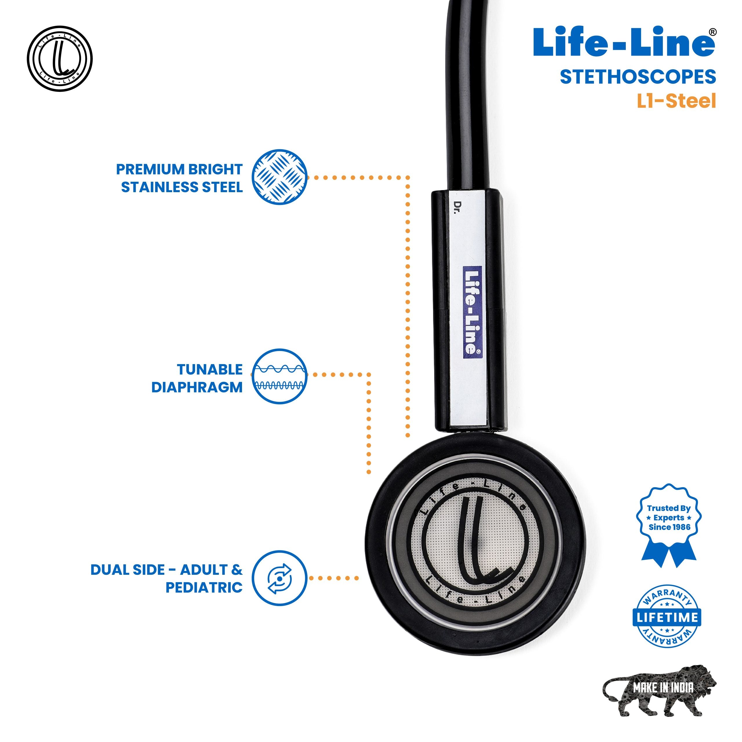 Lifeline Stethoscope L1-Steel - Surgismart