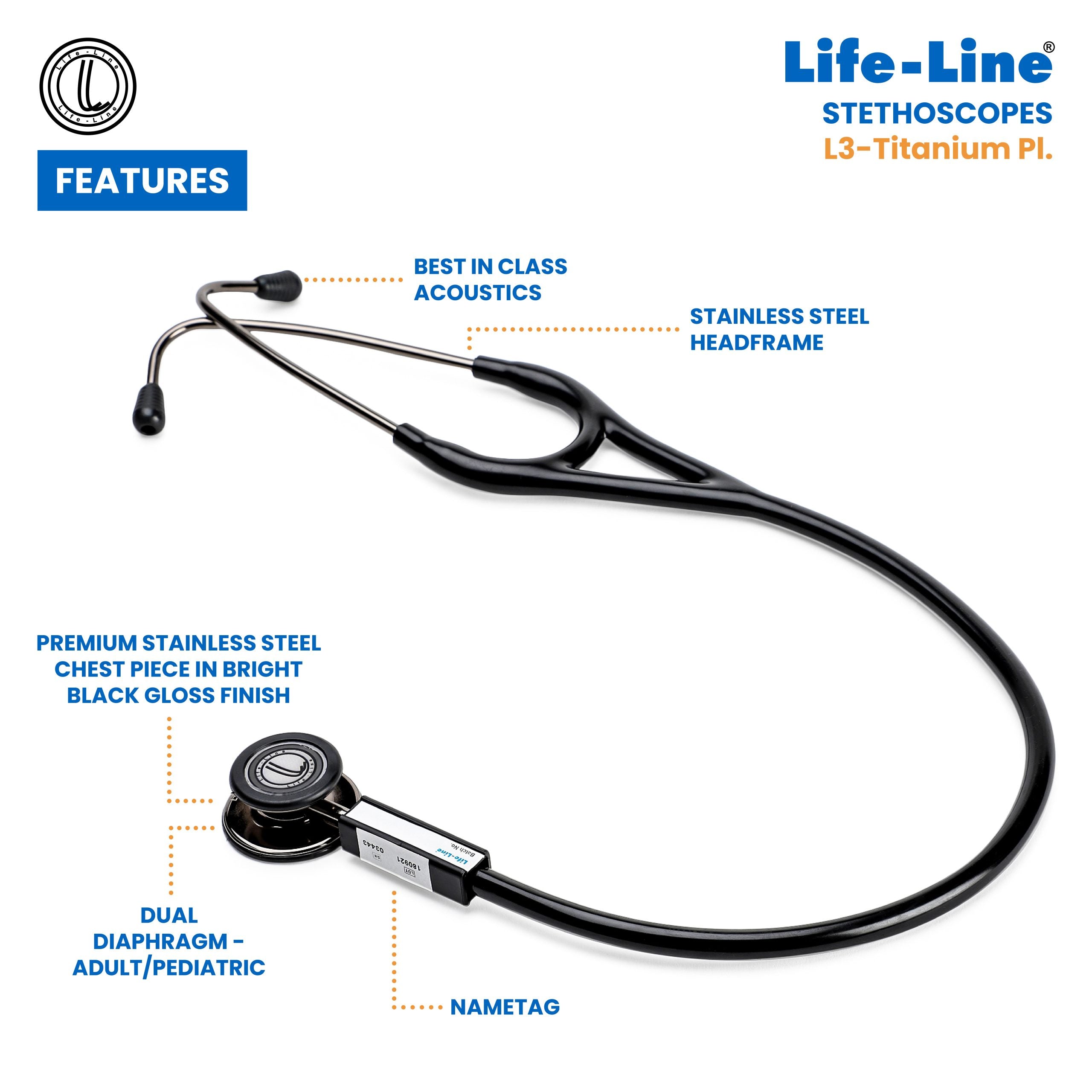 Lifeline Stethoscope L3-Titanium Pl - Surgismart
