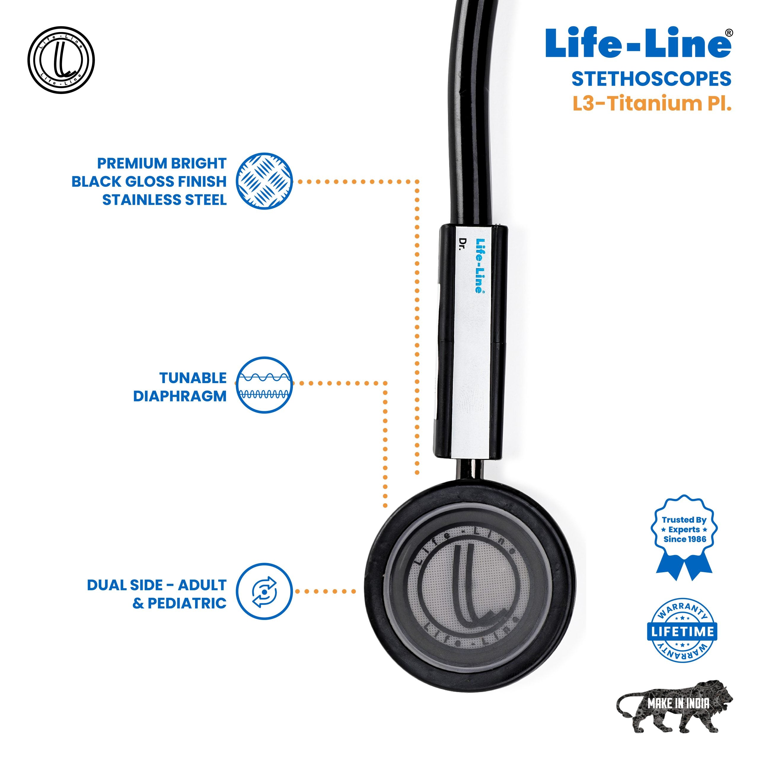 Lifeline Stethoscope L3-Titanium Pl - Surgismart