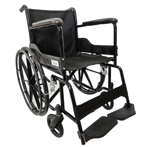 iCare Udaan Black 888 Folding Wheelchair IN Epoxy Finish With Mag Wheel - Surgismart