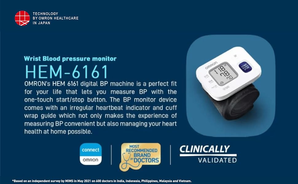 Omron HEM 6161 Fully Automatic Wrist Blood Pressure Monitor - Surgismart